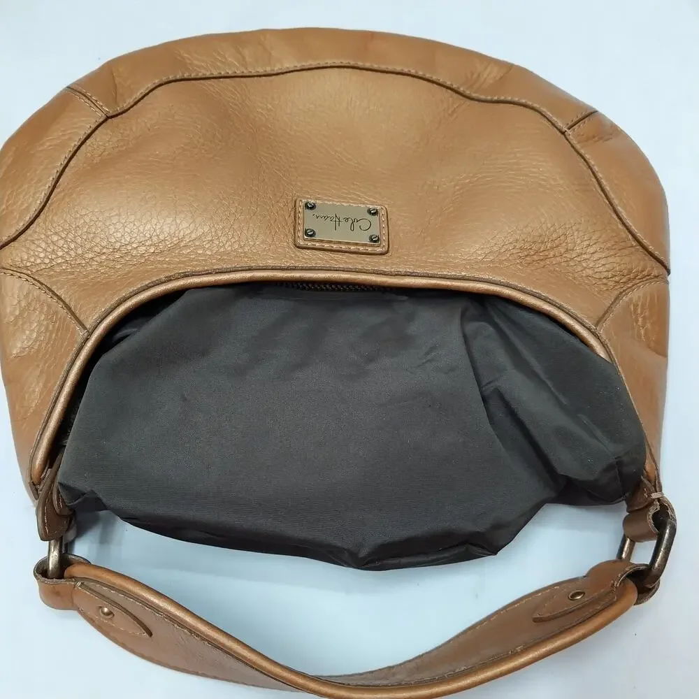 Cole Haan Metallic Brown Leather Zipper Closure Hobo Shoulder Bag